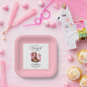 Ein kleines Cowgirl Pink Wester Rodeo Papier Napki Pappteller