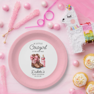 Ein kleines Cowgirl Pink Wester Rodeo Papier Napki Pappteller