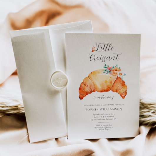 Ein kleines Croissant ist unterwegs mit einer Baby Einladung