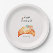 Ein kleines Croissant ist unterwegs mit einer Baby Pappteller (Vorderseite)