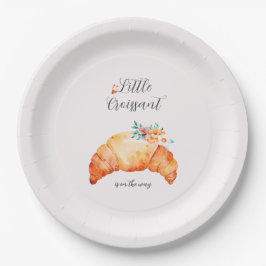 Ein kleines Croissant ist unterwegs mit einer Baby Pappteller