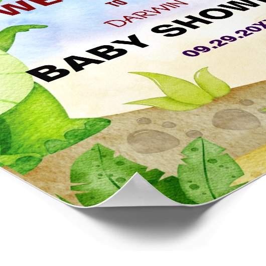 Ein kleines Dino hatcht bald! Babyparty Poster (Ecke)