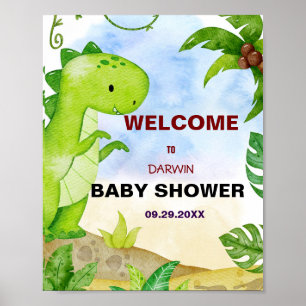 Ein kleines Dino hatcht bald! Babyparty Poster