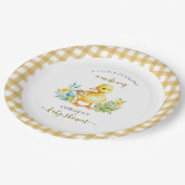 Ein kleines Duckling ist auf dem Weg Duckkissendus Pappteller (Schrägansicht)