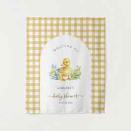 Ein kleines Duckling ist auf dem Weg Duckkissendus Wandteppich