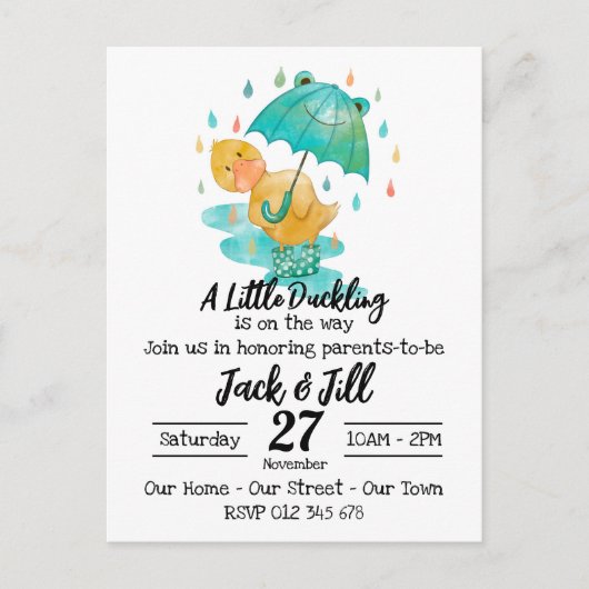 Ein kleines Duckling ist auf dem Weg zur Einladung Postkarte (Vorderseite)