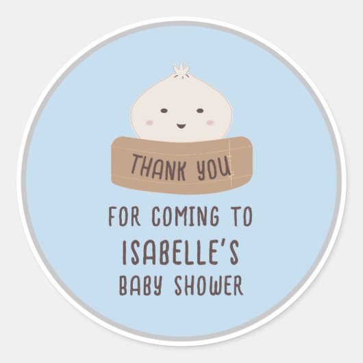 Ein kleines Dumpling ist unterwegs danke Runder Aufkleber (Vorderseite)