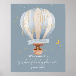 Ein kleines Explorer-Heißluftballon-Willkommenssch Poster