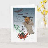 Ein kleines Feuer, Scarecrow? Halloween-Karte Karte (Gelbe Blume)