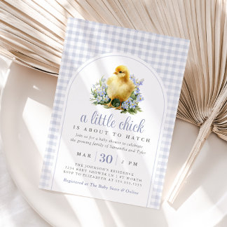 Ein kleines Frühlings-Lavendel-Küken-Baby-Party Einladung