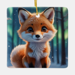 Ein kleines Füchslein Keramikornament