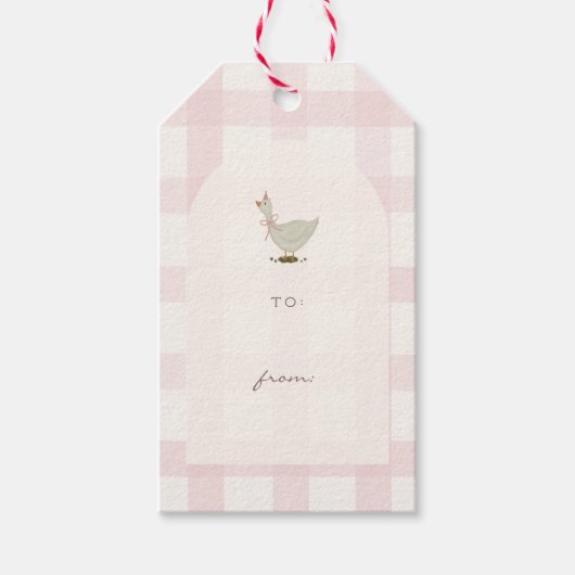 Ein kleines Gänse-Rosa Geschenkanhänger (Vorderseite)