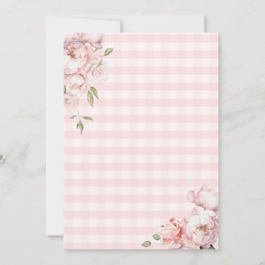 Ein kleines Gosling Pink Floral Gingham Baby Dusch Einladung (Rückseite)