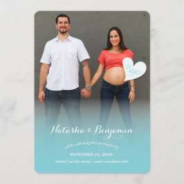 Ein kleines Hello Blue Pregnancy Foto Ankündigung