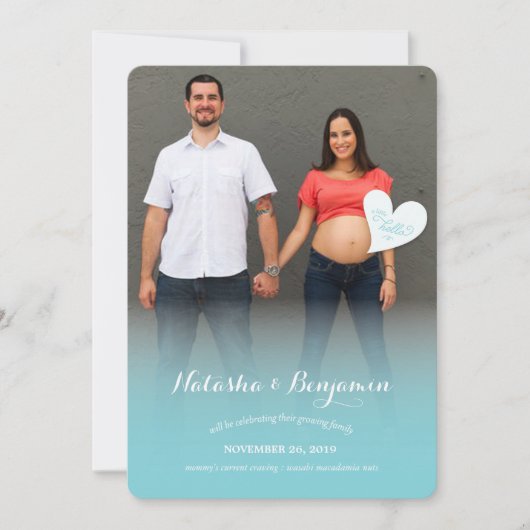 Ein kleines Hello Blue Pregnancy Foto Ankündigung (Vorderseite)