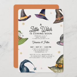 Ein kleines Hexenmädchen Orange Halloween Kinderdu Einladung