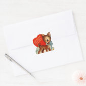 Ein kleines Hirsch | Vintag Valentine | Square Sti Quadratischer Aufkleber (Umschlag)