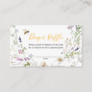 Ein kleines Honey Bee Baby Dusche Windel Raffle Begleitkarte