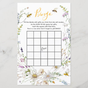Ein kleines Honey Bee Wildblume Baby Shower Bingo