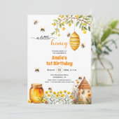 Ein kleines Honig 1. Geburtstag Einladung (Stehend Vorderseite)