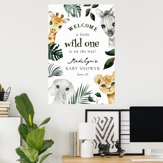 Ein kleines Jungle-Baby-Duschgel Begrüßungszeichen Poster (Heimbüro)