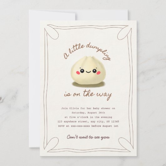 Ein kleines Knödel ist auf dem Weg Babydusche Einladung (Vorderseite)