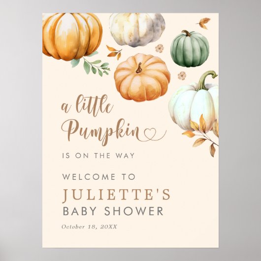 Ein kleines Kürbis-Fall-Foliage-Baby-Duschbad Poster (Vorne)