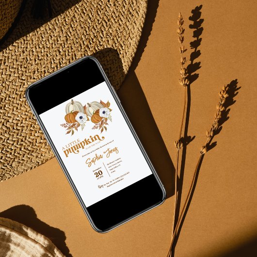 Ein kleines Kürbis geschlechtsneutral fallen Babyd Einladung