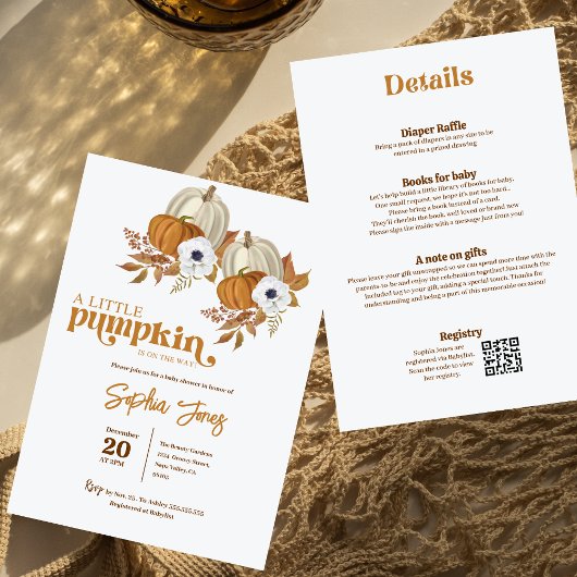 Ein kleines Kürbis geschlechtsneutral fallen Babyd Einladung