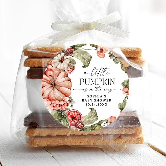 Ein kleines KürbisBaby-Duschvorrichtung Rundkleber Runder Aufkleber