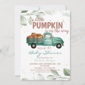 Ein kleines Kürbisfahrzeug mit Babydusche Einladung (Vorderseite)