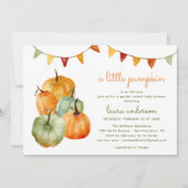 Ein kleines Kürbisgeschlecht offenbart Kinderdusch Einladung (Vorderseite)