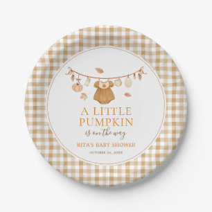 Ein kleines Kürbismädchen Herbst Baby Shower Pappteller