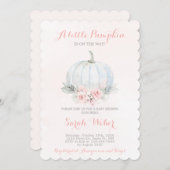 Ein kleines Kürbisrosa Herbstmädchen Einladung (Vorne/Hinten)