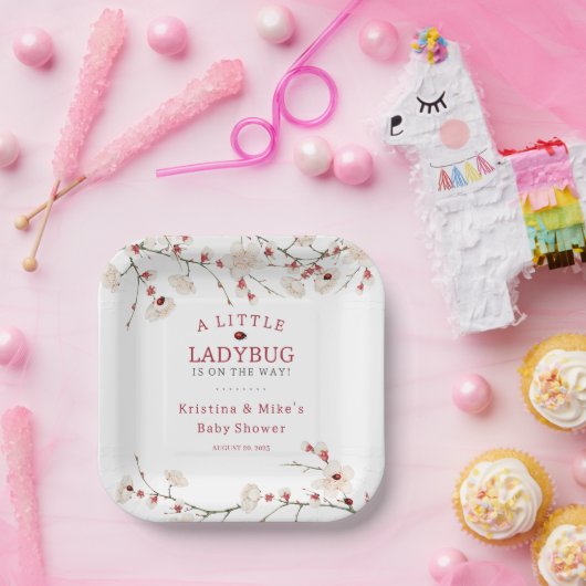 Ein kleines Ladybug-Mädchen Vintag Pappteller (Party)