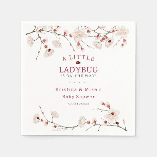 Ein kleines Ladybug-Mädchen Vintag Serviette (Vorderseite)