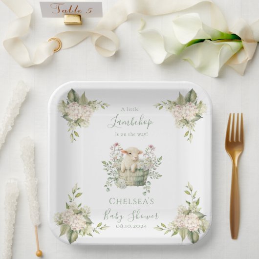 Ein kleines Lambchop-Baby-Duschkopf Pappteller (Hochzeit)