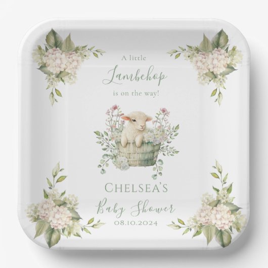 Ein kleines Lambchop-Baby-Duschkopf Pappteller (Vorderseite)