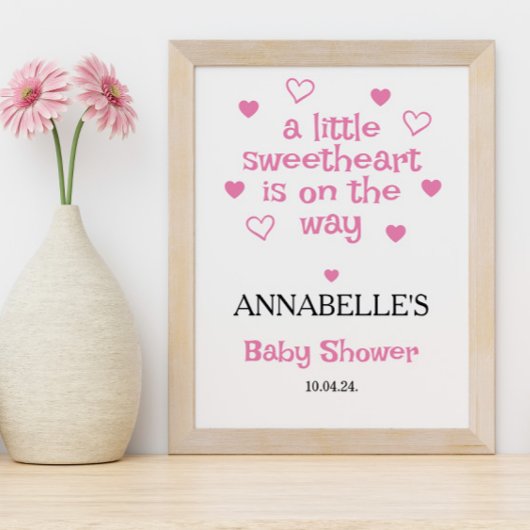 Ein kleines Liebchen Girl Baby Dusche Willkommen Poster