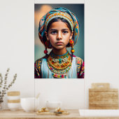 Ein kleines Mädchen aus Afghanistan mit ihrem Schm Poster (Küche)