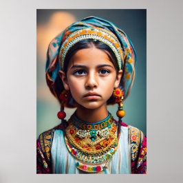 Ein kleines Mädchen aus Afghanistan mit ihrem Schm Poster