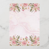 Ein kleines Mädchen blüht die rosa Blütendusche Folieneinladung (Rückseite)