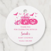 Ein kleines Mädchen braut rosa Halloween-Kinderdus Geschenkanhänger (Vorderseite)