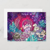 Ein kleines Mädchen, das sich in einem Granatapfel Postkarte (Vorne/Hinten)