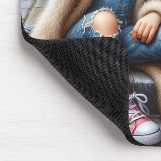 Ein kleines Mädchen, das sich mit dem Hund selber Mousepad (Ecke)