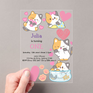 Ein kleines Mädchen Geburtstag Acryleinladungen