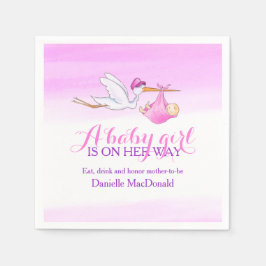 Ein kleines Mädchen ist auf dem Weg Storchnierunge Serviette