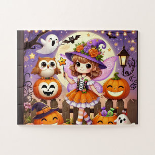 Ein kleines Mädchen mit einem Feenkostüm zu Hallow Puzzle