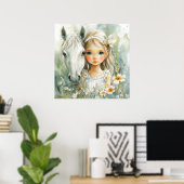 Ein kleines Mädchen mit einem Pferd Poster (Heimbüro)