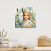 Ein kleines Mädchen mit einem Pferd Poster (Küche)